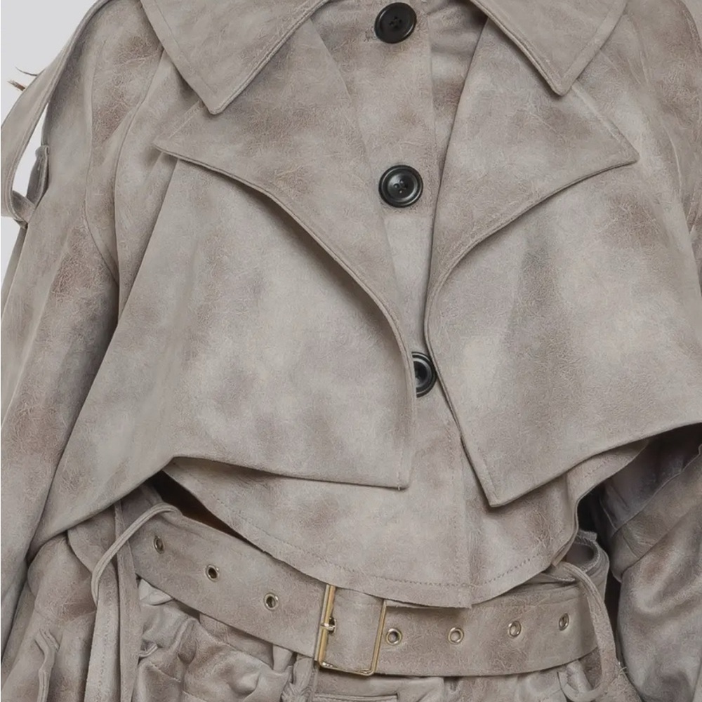 Women's Gray faux leather two piece set - Picture 6 of 6